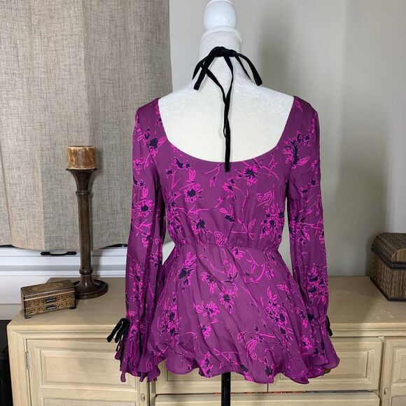 CINQ A SEPT 100% silk Mabel Top purple long sleeve blouse top long sleeve sz xs - Picture 7 of 12